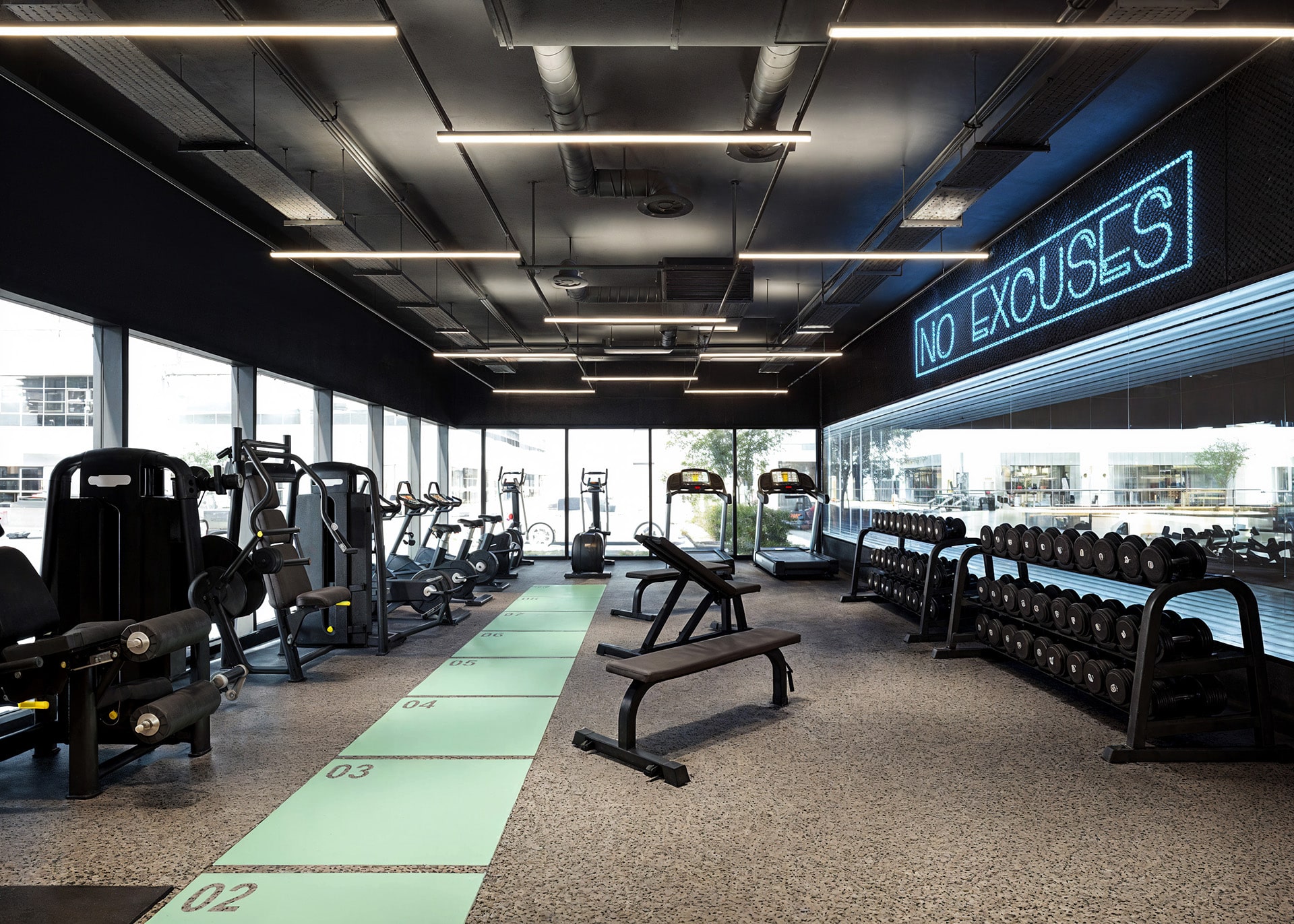 Modern gym interior with